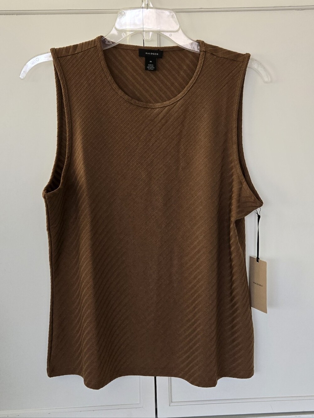 NWT Halogen Sleeveless Ribbed Knit Tank Top - Brown